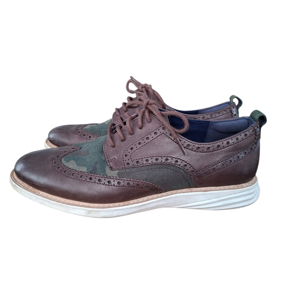 Cole Haan Men's Leather Men’s Casual Brogue Sneakers  Brown & Camouflage - Picture 6 of 13